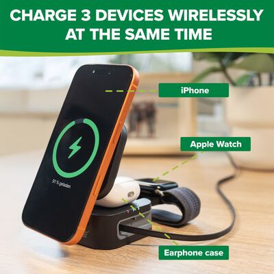 Nabíjačka bezdrôtová (wireless), skladacia 3v1, MagSafe kompatibilná,15W