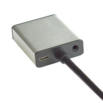 Adaptér HDMI na VGA+audio 15cm čierny, napájanie micro USB