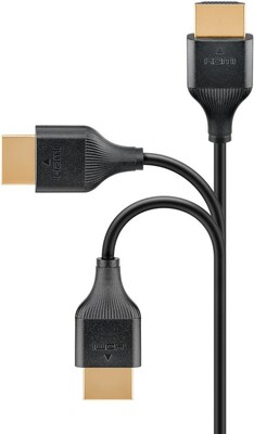 Kábel HDMI M/M 0.5m, Ultra High Speed+Eth, 8K@60Hz, HDMI 2.1, 48G, G pozl. kon., čierny, Slim