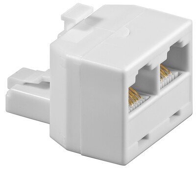Adaptér telefónny RJ45 M/2xF biely, 10ks/bal
