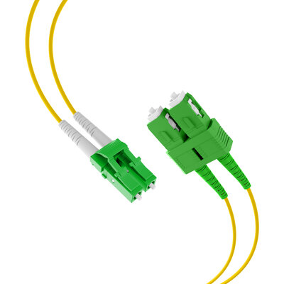 Fiber kábel LC/APC-SC/APC, 2m Duplex OS2(9/125µm), LSOH, 2mm, žltý