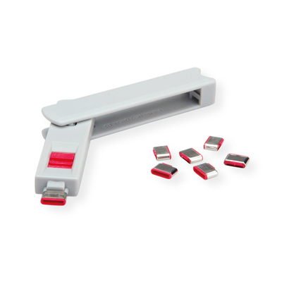 USB 3.1 Typ C Port Blocker, 1x kľúč, 1x zámok USB-C, červený