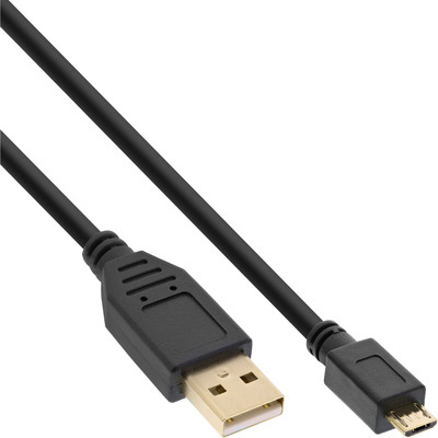 Kábel USB 2.0 A-MICRO-B M/M 0.5m, High Speed, čierny, pozl. konektor