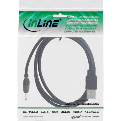 Kábel USB napájací 1m, USB A / DC konektor 2.1mm vnútorný / 5.5mm vonkajší jack, čierny