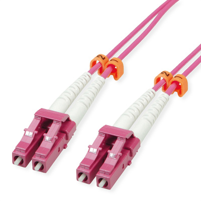 Fiber kábel LC-LC, 1m Duplex OM4(50/125µm), LSOH, low-loss konektor, 4mm, fialový