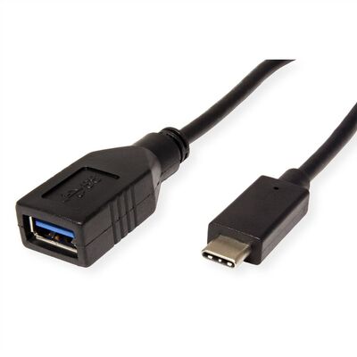 Kábel USB 3.2 Gen 1, Typ C CM/AF 0.15m, 5Gbps, OTG, čierny