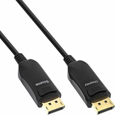 Kábel DisplayPort M/M 10m, 10K@60Hz, DP v2.1, 54Gbit/s, čierny, jednosmerný, aktívny, optický