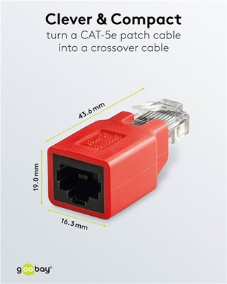 Adaptér RJ45 M/F cross/krížená, netienený, cat.5e, červený