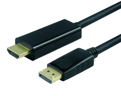 Kábel DisplayPort na HDMI M/M 3m, jednosmerný, 4K@60Hz UHD, audio, čierny, pozl. konektor