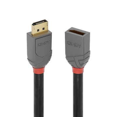 Kábel DisplayPort M/F 0.5m, 8K@60Hz, DP v1.4, 32.4Gbit/s, pozl. konektor, Anthra Line