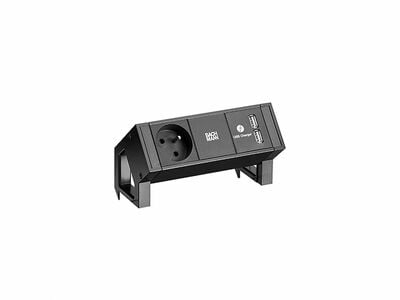 DESK2 1xUTE 230V, nabíjačka (2xUSB A), 0.2m kábel 1.5mm², GST18, čierny