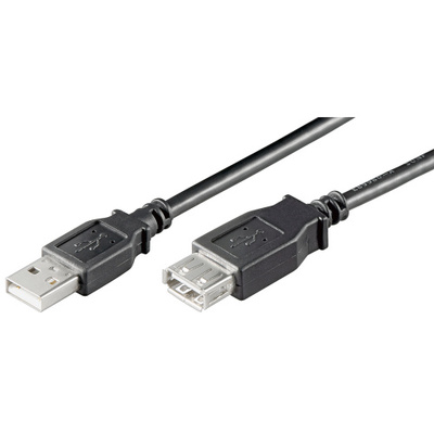 Kábel USB 2.0 A-A M/F 1.8m, High Speed, čierny, predlžovací, LC