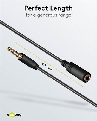 Kábel 3,5mm 4pin audio M/F 2m čierny, pozl. konektor