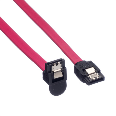Kábel SATA III M/M 0.5m, zahnutý, clip, 6 Gbit/s, červený