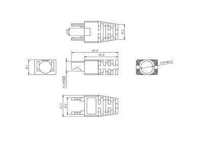 Krytka na easy-pass-through konektor RJ45, max ø6.5mm, priehľadný, 10ks/bal