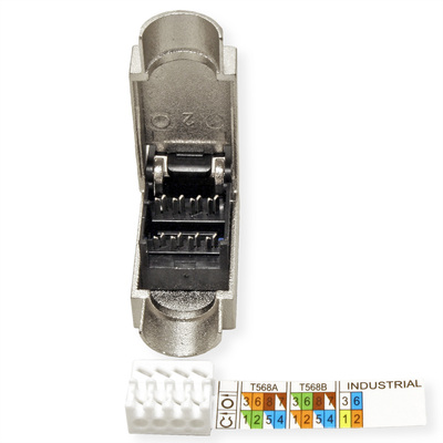 Konektor 8/8 RJ45 cat.6a, 10Gbit, na drôt aj lanko, montáž bez klieští AWG 22-27
