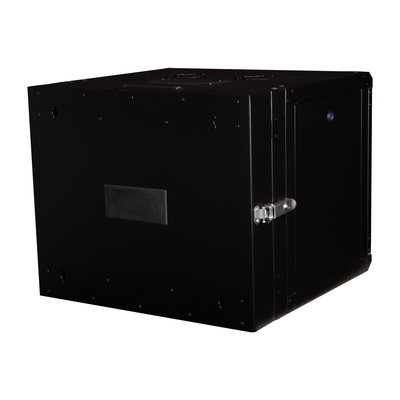 19" Rack na stenu 9U, čierny, 505x600x600mm (HxWxD), RAL9005, PRO, otočný (2-dielny)