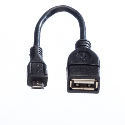 Kábel USB 2.0 A-MICRO-B F/M 0.15m, High Speed, OTG, čierny