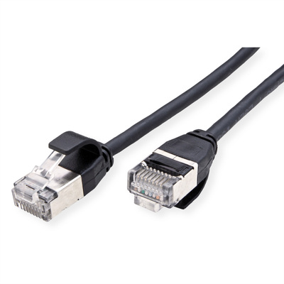 U/FTP (PiMF) Patchkábel LSOH, 0.5m, cat.6a, čierny, slim, Cu, Flex Cable, Component Level