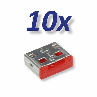 USB Port Blocker bez kľúča, 10x zámok USB-A, červený