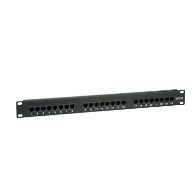 19" Patch panel 24port cat.5e, netienený, 1U, čierny