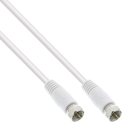 Kábel satelitný, koax F konektor M/M 1m, 75 Ohm, >75dB, 2x tienený, CSS, biely