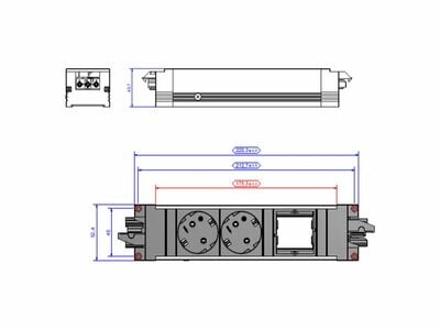 STEP ALU 2xSCHUKO 230V, 1xCustom, GST18 IN/OUT, hliník/čierny