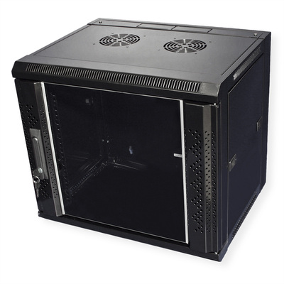 19" Rack na stenu 9U, čierny, 505x570x450 mm (HxWxD), odnímateľné bočnice §§