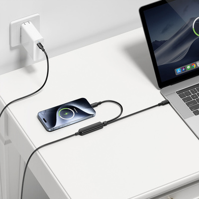 Kábel USB 2.0 Typ C CM/2xCM 1.8m, High Speed, Power Delivery 100w, čierny