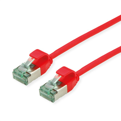 U/FTP Patchkábel TPE 1m cat.6a, červený, slim, Cu, Flex Cable, Roline Recycled Material