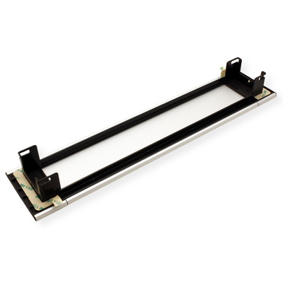 Power Frame Cover 6-pozície, 383x88x42mm, hliníkový kryt, eloxovaný/strieborný, zvnútra čierny