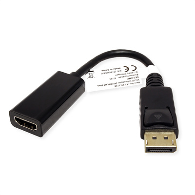 Adaptér DisplayPort na HDMI M/F, 2K@60Hz (DP 1.2, HDMI 1.4), 15cm, čierny