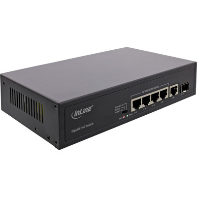 PoE+ Switch Gigabit 5port, 4xPOE+ (65W), 1x GbE, 1x SFP, čierny