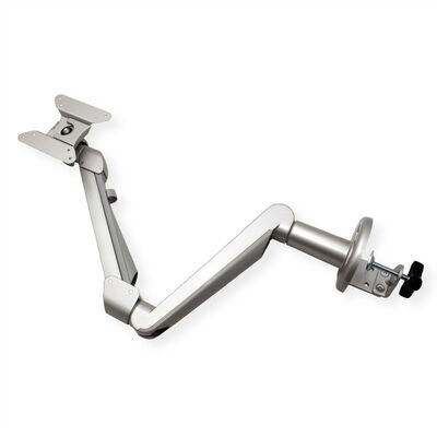 Držiak pre monitor na stôl, úchyt o dosku, pneumatický, max 8kg, rameno 486mm VESA 75/100 strieborný