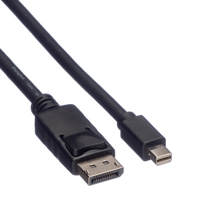 Kábel DisplayPort mini/DP M/M 1.5m, 2K@60Hz, DP v1.1, 10.8Gbit/s, čierny