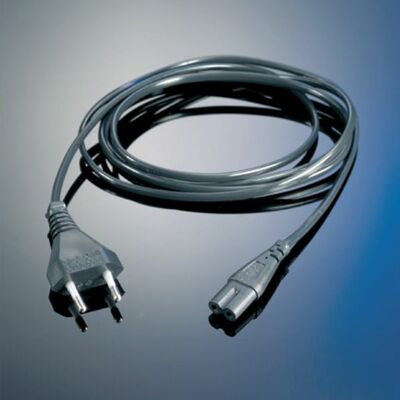 Kábel sieťový 230V, 2pin vidlica (CEE7/16) priama - C7 (2pin), 1.8m, 0.75mm², 2.5A, čierny