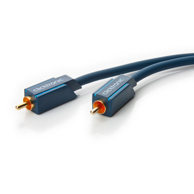 Kábel Cinch audio M/M 7.5m, modrý, pozl. konektor, ClickTronic