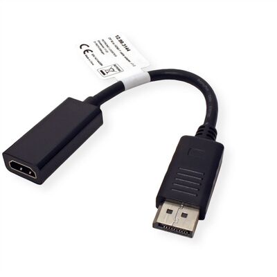 Adaptér DisplayPort/HDMI M/F, 4K@30Hz (DP 1.2, HDMI 1.4), 15cm, čierny
