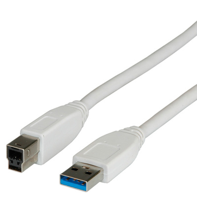 Kábel USB 3.2 Gen 1, A-B M/M 0.8m, 5Gbps, biely