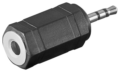 Adaptér 2.5mm/3.5mm M/F, stereo, čierny