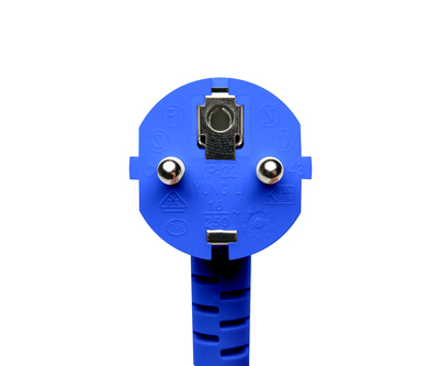 Kábel sieťový 230V, vidlica (CEE7/7) lomená - C13, 3m, 1.00mm², 10A, modrý