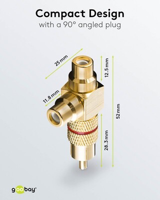 Adaptér Cinch (RCA) M/2xF červený, RCA splitter, kovový, Gold, pozl. konektor