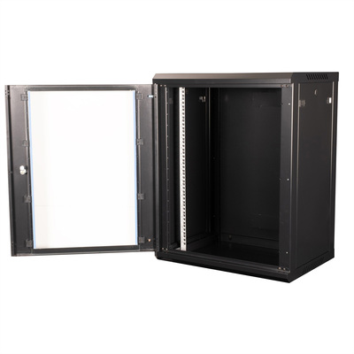 19" Rack na stenu 15U, čierny, 779x600x450 mm (HxWxD), odnímateľné bočnice