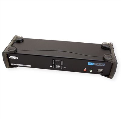 KVM switch/prepínač 2PC, DVI-D, USB, USB hub, audio 5.1, Hotkeys, Pushbuttons