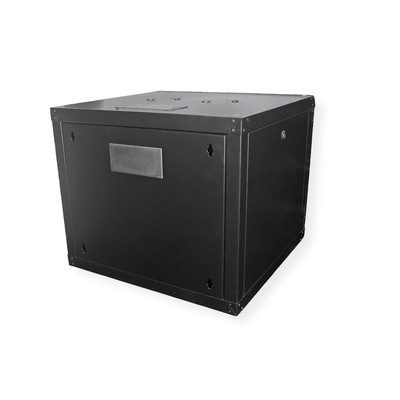 19" Rack na stenu 9U, čierny, 505x600x600mm (HxWxD), RAL9005, PRO, odnímateľné bočnice