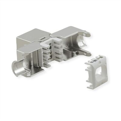 Konektor Keystone cat.6a, tienený, strieborný, beznástrojový (toolless), Super SLIM