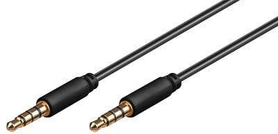 Kábel 3,5mm 4pin audio M/M 0.5m čierny, pozl. konektor