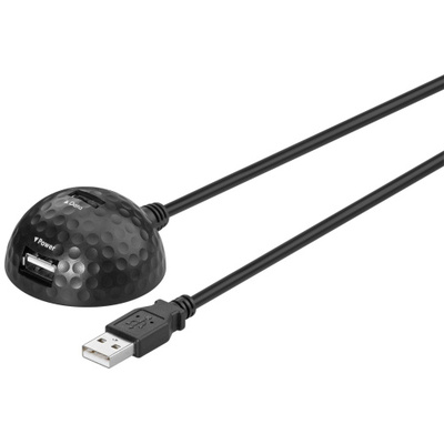 Kábel USB 2.0 A-A M/2xF 1.5m, High Speed, čierny ťažítko §§