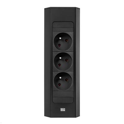 CASIA2 3xUTE 230V, 2m kábel 1.5mm², vidlica CEE7/7, Hliník, čierna