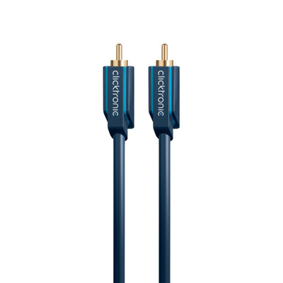Kábel Cinch 1x audio M/M 0.5m, modrý, pozl. konektor, ClickTronic